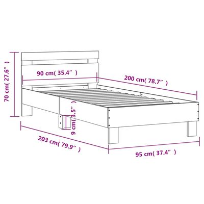 vidaXL Estrutura cama c/ cabeceira 90x200 cm derivados madeira branco