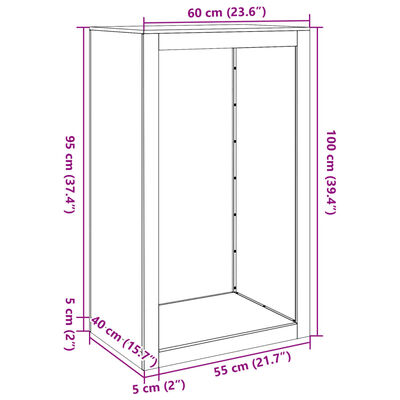 vidaXL Suporte para lenha 60x40x100 cm aço branco