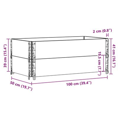 vidaXL Colares p/ paletes 2 pcs 100x50 cm madeira pinho maciça cinza