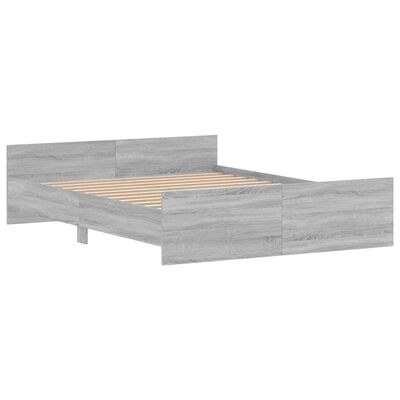vidaXL Estrutura cama c/ cabeceira e apoio pés 160x200 cm cinza sonoma