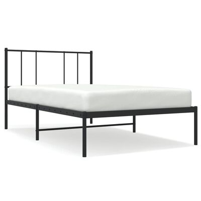 vidaXL Estrutura de cama com cabeceira 100x200 cm metal preto