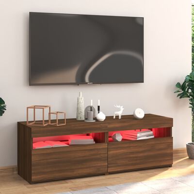 vidaXL Móvel de TV com luzes LED 120x35x40 cm cor carvalho castanho