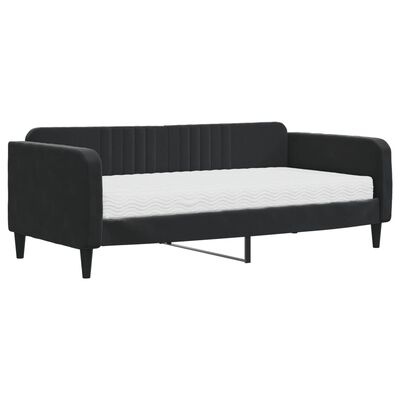 vidaXL Sofá-cama com colchão 90x190 cm veludo preto