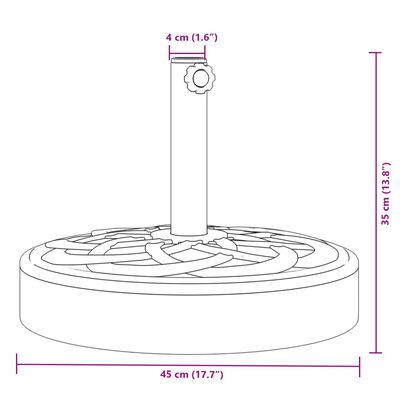 vidaXL Base de guarda-sol para postes de Ø38/48 mm 25 kg redondo