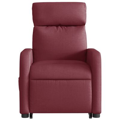 vidaXL Poltrona de massagens reclin. elevatória tecido vermelho tinto