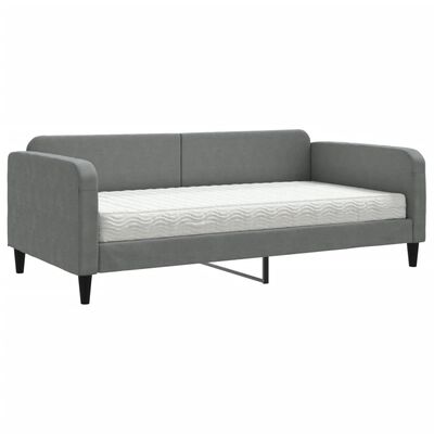 vidaXL Sofá-cama com colchão 100x200 cm tecido cinzento-escuro