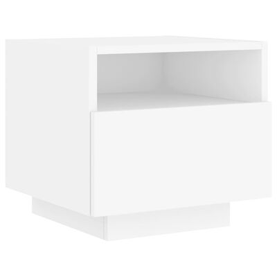 vidaXL Mesa de cabeceira com luzes LED 40x39x37 cm branco