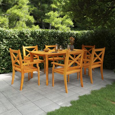 vidaXL 7 pcs conjunto de jantar para jardim madeira de acácia maciça