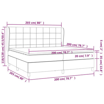 vidaXL Cama com molas/colchão 200x200 cm veludo cinzento-escuro