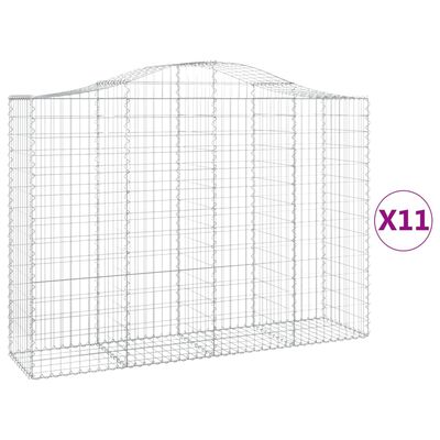 vidaXL Cestos gabião arqueados 11 pcs 200x50x140/160 ferro galvanizado