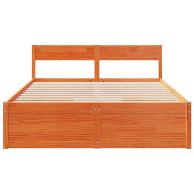 vidaXL Cama sem colchão 140x200 cm madeira pinho maciça castanho-mel