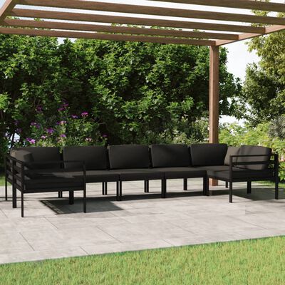 vidaXL 7 pcs conjunto lounge jardim com almofadões alumínio antracite