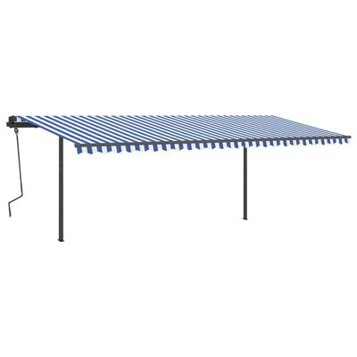 vidaXL Toldo automático c/ LED e sensor de vento 6x3,5 m azul e branco