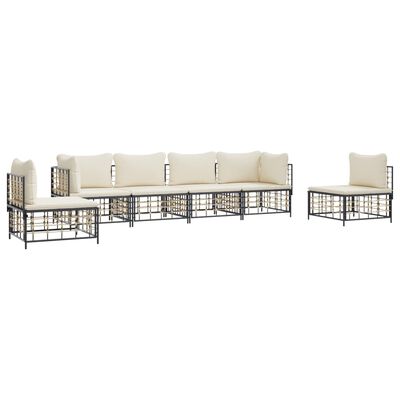 vidaXL 6 pcs conjunto lounge de jardim c/ almofadões vime PE antracite