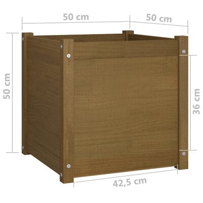 vidaXL Vaso/floreira jardim 2 pcs 50x50x50cm pinho maciço castanho mel