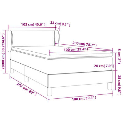 vidaXL Cama com molas/colchão 100x200 cm veludo rosa