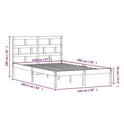 vidaXL Estrutura de cama 120x200 cm madeira de pinho maciça