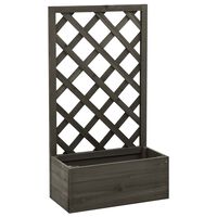 vidaXL Vaso com treliça para jardim 50x25x90 cm abeto maciço cinzento