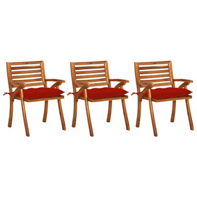 vidaXL Cadeiras de jantar jardim c/ almofadões 3 pcs madeira acácia