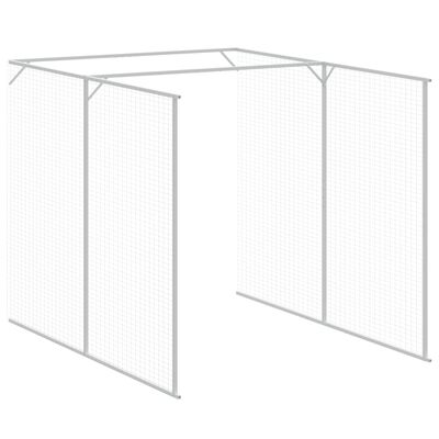 vidaXL Casota cães c/ parque 165x455x181 cm aço galvaniz. cinza-claro