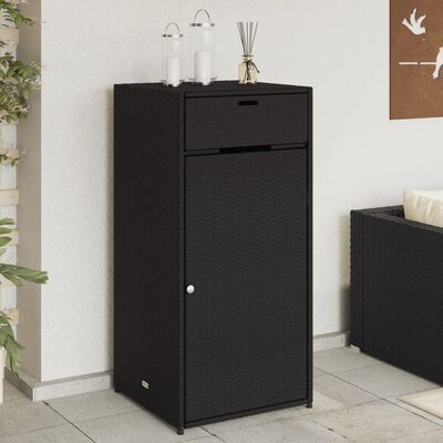 vidaXL Armário de arrumação para jardim 55x55x111 cm vime PE preto