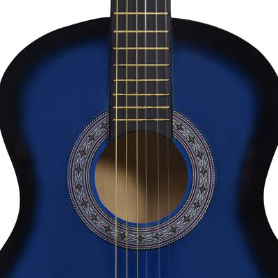 vidaXL 8 pcs conjunto guitarra clássica para iniciantes 3/4 36" azul