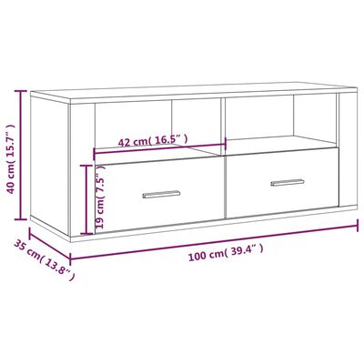 vidaXL Móvel de TV 100x35x40 cm derivados de madeira cinzento sonoma