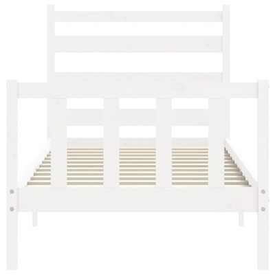 vidaXL Estrutura de cama com cabeceira 90x190 cm madeira maciça branco