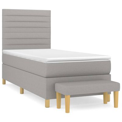 vidaXL Cama com molas/colchão 90x190 cm tecido cinzento-claro