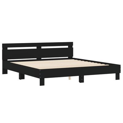 vidaXL Estrutura cama c/ cabeceira 200x200 cm derivados madeira preto