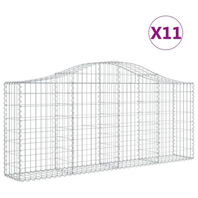 vidaXL Cestos gabião arqueados 11pcs 200x30x80/100cm ferro galvanizado