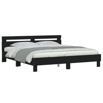 vidaXL Estrutura cama c/ cabeceira 200x200 cm derivados madeira preto