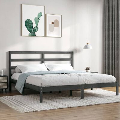 vidaXL Estrutura de cama super king 180x200 cm madeira maciça cinza