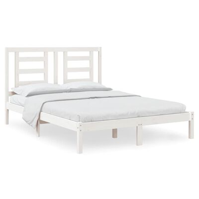 vidaXL Estrutura de cama king 150x200 cm pinho maciço branco