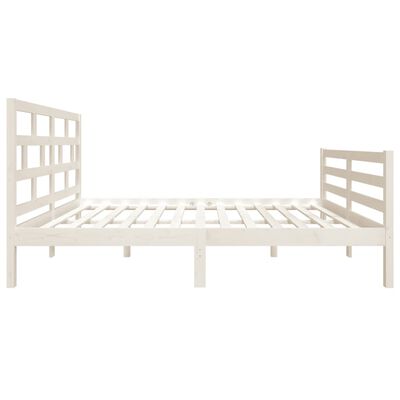 vidaXL Estrutura de cama casal 135x190 cm madeira maciça branco