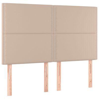 vidaXL Cabeceira cama c/ LED couro artif. 144x5x118/128 cm cappuccino