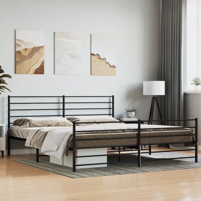 vidaXL Estrutura de cama com cabeceira e pés 193x203 cm metal preto