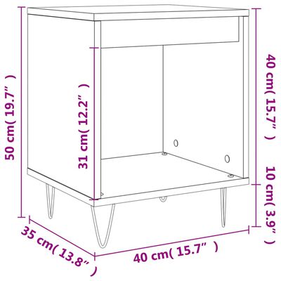 vidaXL Mesas de cabeceira 2pcs 40x35x50 cm derivados de madeira branco