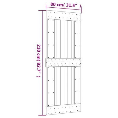 VidaXL Porta de correr com ferragens 80x210 cm madeira de pinho maciça