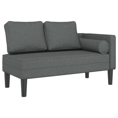 vidaXL Chaise lounge com almofadões tecido cinzento-escuro