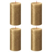 Bolsius Velas rústicas cilíndricas Shimmer 4 pcs 130x68 mm dourado