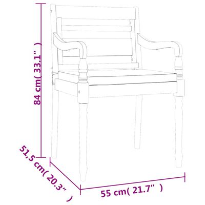 vidaXL 5 pcs conjunto de jantar p/ jardim c/ almofadões teca maciça