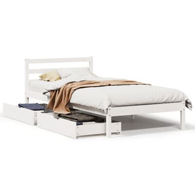 vidaXL Cama sem colchão 75x190 cm madeira de pinho maciça branco