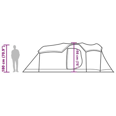 vidaXL Tenda familiar túnel para 8 pessoas impermeável verde