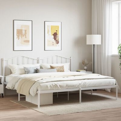 vidaXL Estrutura de cama com cabeceira 193x203 cm metal branco