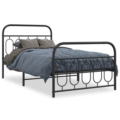 vidaXL Estrutura de cama com cabeceira e pés 100x200 cm metal preto