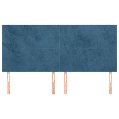 vidaXL Cabeceira de cama 4 pcs veludo 100x5x78/88 cm azul-escuro