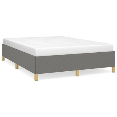 vidaXL Estrutura de cama sem colchão 140x200 cm tecido cinzento-escuro