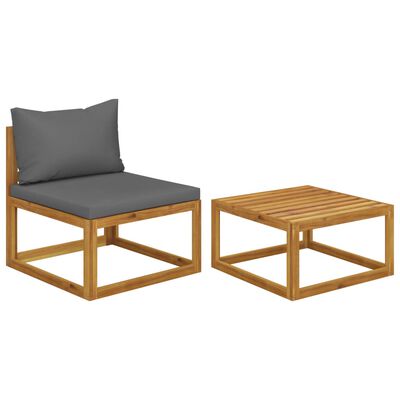 vidaXL 2 pcs conjunto de sofás de jardim com almofadão acácia maciça