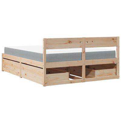 vidaXL Cama com gavetas e colchão 160x200 cm pinho maciço